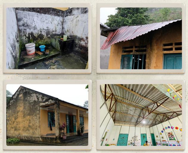 Nhiều hạng mục của điểm trường Mầm non và Tiểu học Nà Phung xuống cấp nghiêm trọng. Ảnh: Hữu Nghị